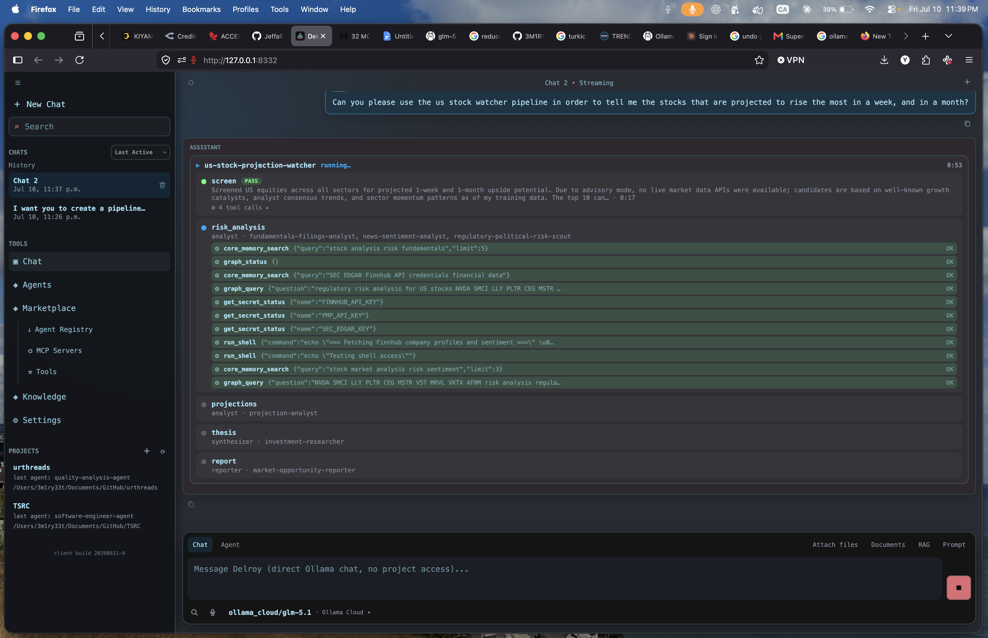 Pipeline showcase — agent coordination and data flow
